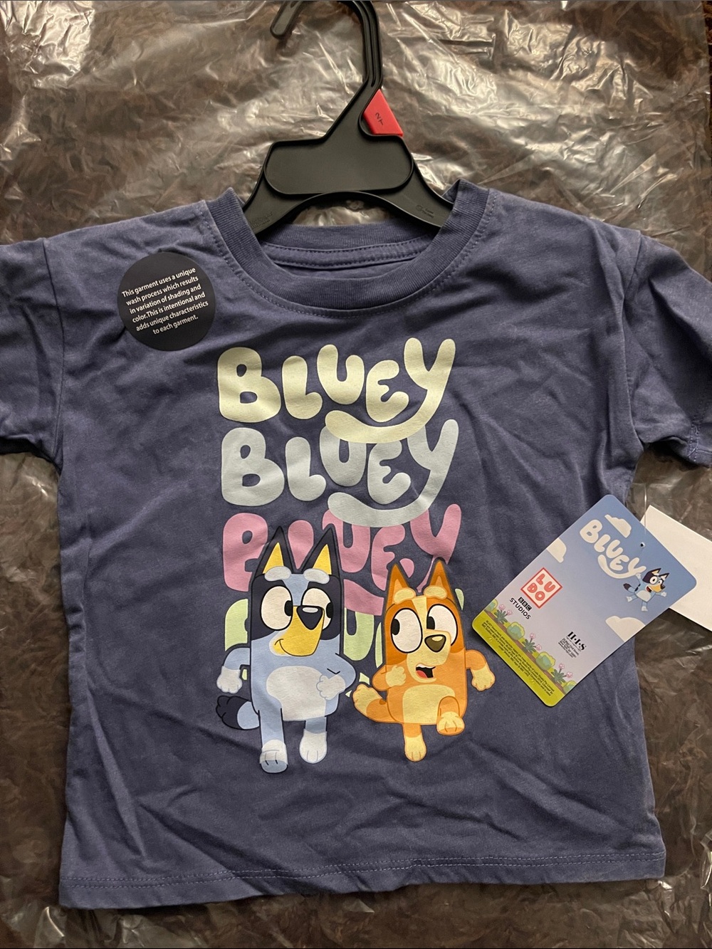 Blue Graphic Short Sleeve Kids Tee with Playful Character Print - Picture 2 of 2